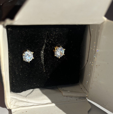 Vintage new Avon Cubic Zirconia Pierced Earrings w Gold Tone in box never used