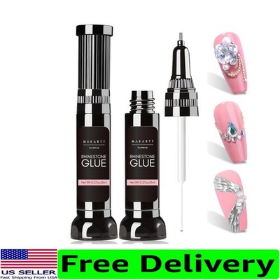 Nail Art Lover's Essential: Super Strong Rhinestone Glue with Dual Tips   16ml