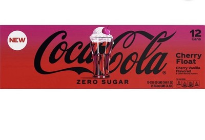 Coca-Cola Zero Sugar Cherry Float Soda Pop Fridge Pack Cans 12 fl oz 12 Pack Can