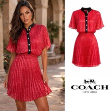 NEW Coach Ted Dot Pleated Fit Flare dress Size 8