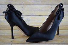 NIB Valentino Garavani Nite Out Satin 110MM Pumps Heels sz 39.5 Black Bow