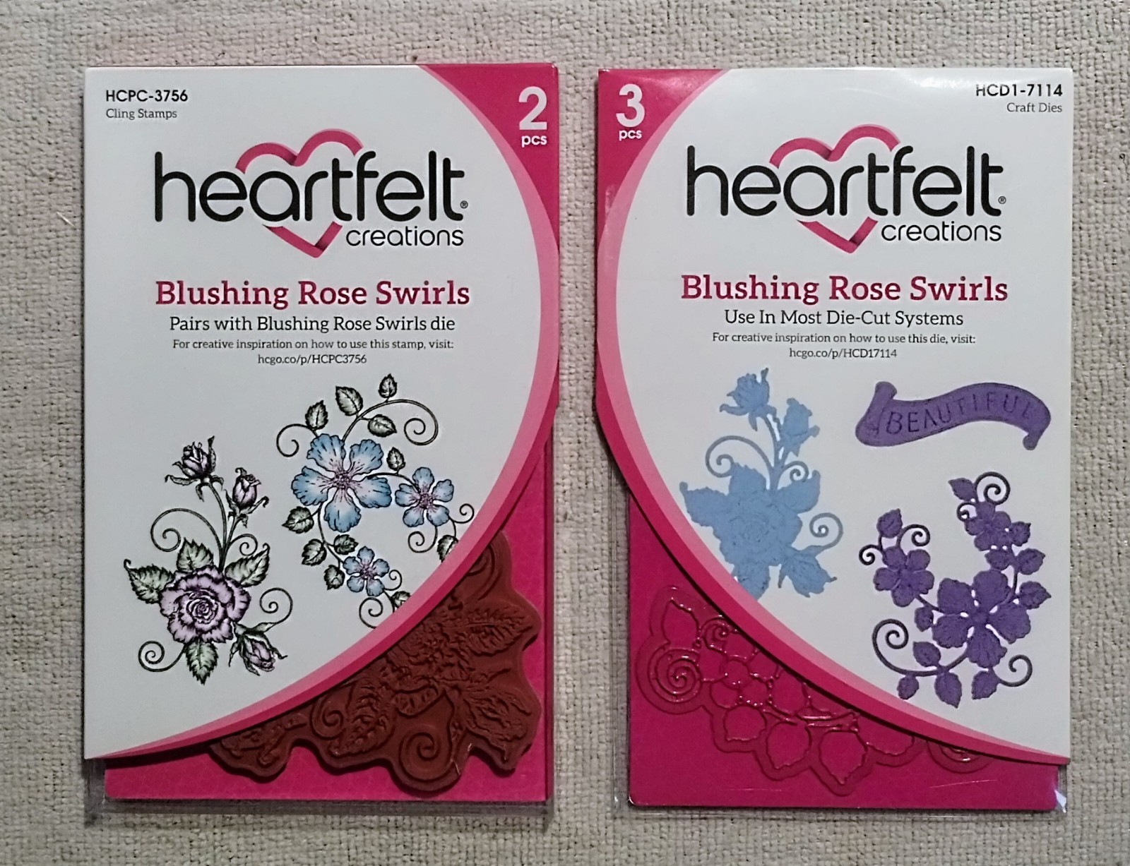  Heartfelt Creations Blushing Rose Swirls Dies  Stamps Set
