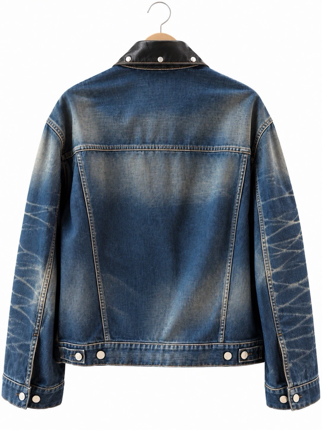 Acne Studios Oversized Denim Jacket Studded Black Leather Collar Unisex - EUR S - product detail image 5