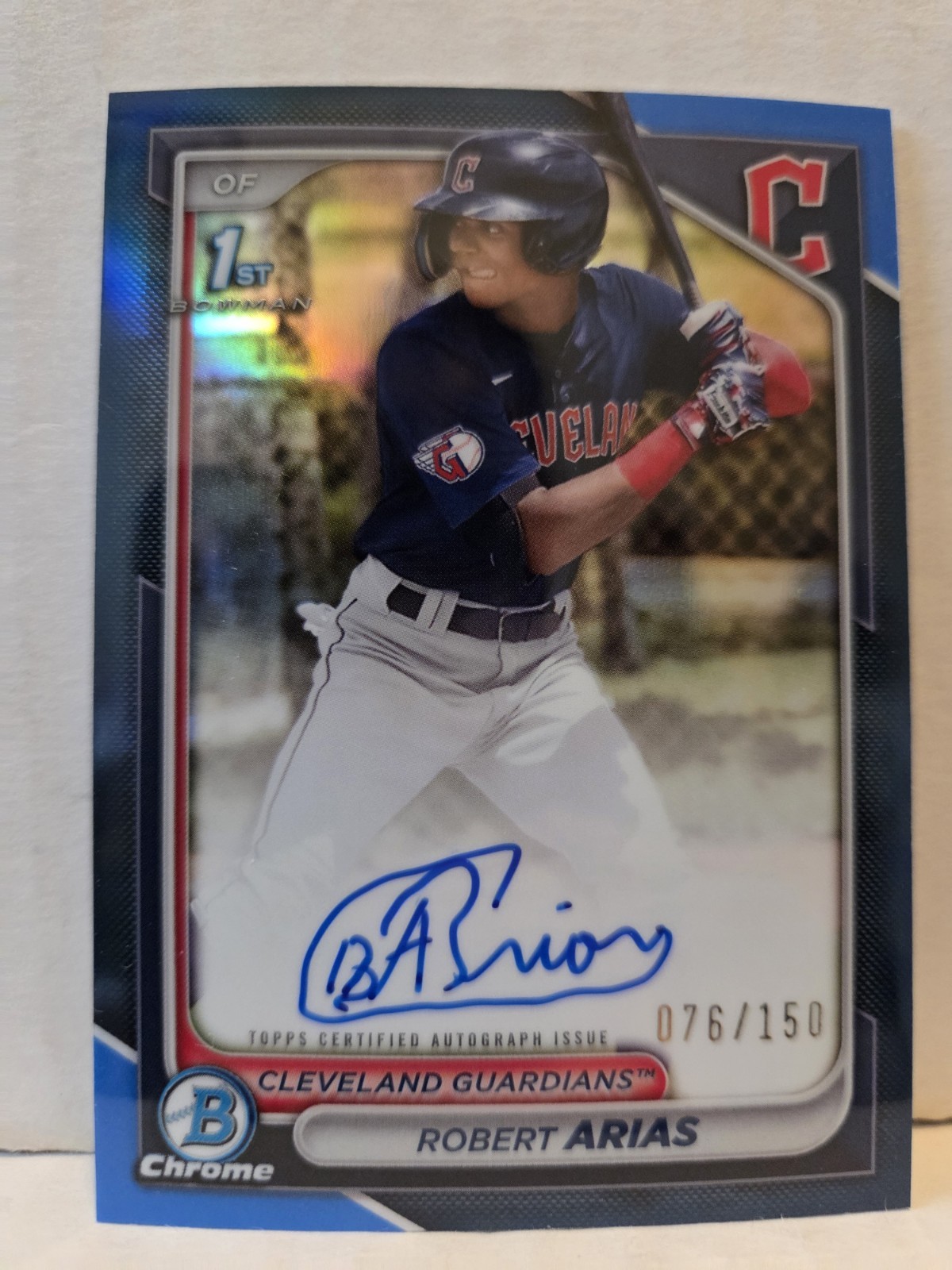 Robert Arias 2024 Bowman Chrome Blue Refractor Auto /150 1st Prospect RC