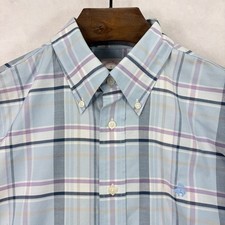 Brooks Brothers Shirt Mens Large Madison OCBD Oxford Plaid Supima Button Up Polo