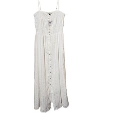 American Eagle Outfitters White Eyelet Button Front Maxi Dress Size S
