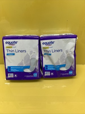 240 Ct Equate Thin Daily Liners SkinFresh Breathable Layer Unscented Reg 2x 120