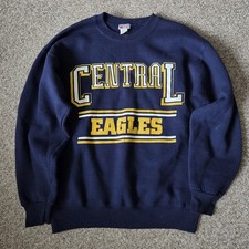 Vintage 80s 90s Central Eagles Crewneck Sweatshirt Blue USA Made PA Size Large