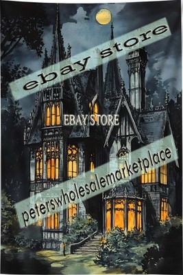 Haunted Mansion Castle Fabric poster tapestry Gothic Night Scene 59X82 in