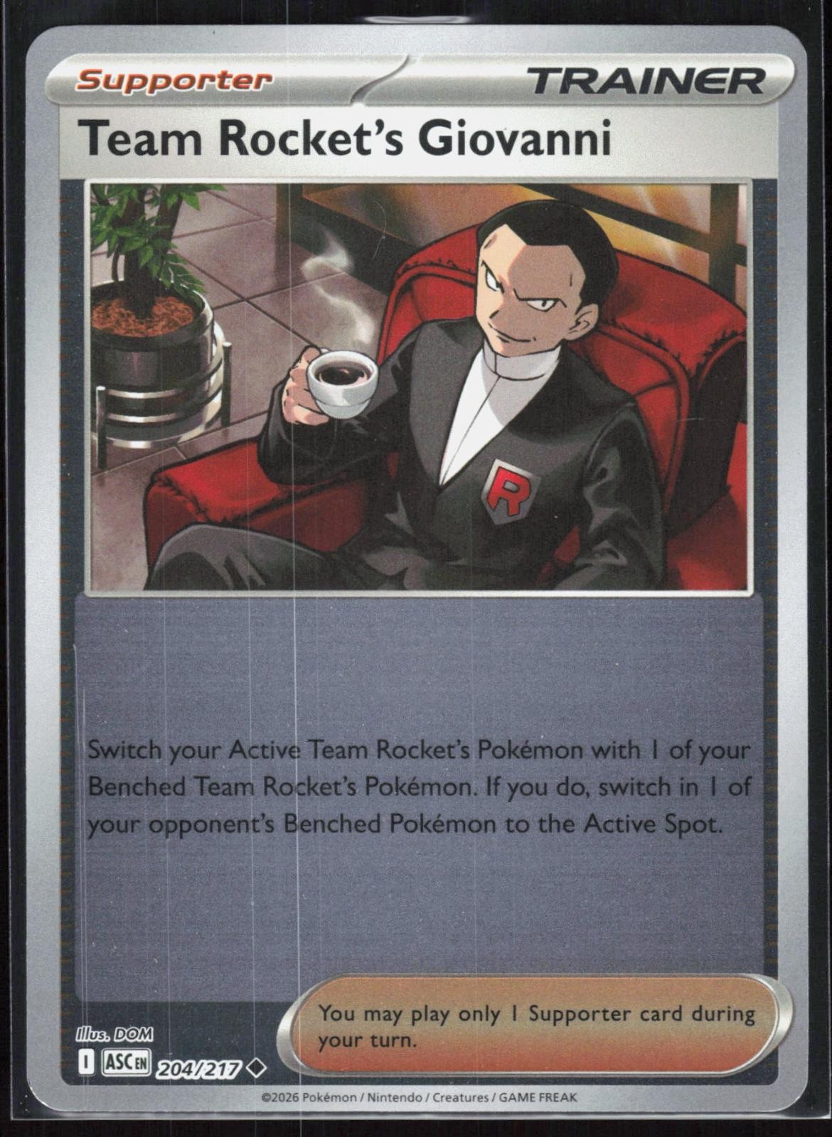 Team Rocket's Giovanni 204/217 Uncommon Ascended Heroes Pokemon Reverse Holo