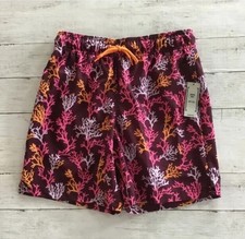 George All Guy Print Swim Shorts Coral Above The Knee Small 28-30 NWT