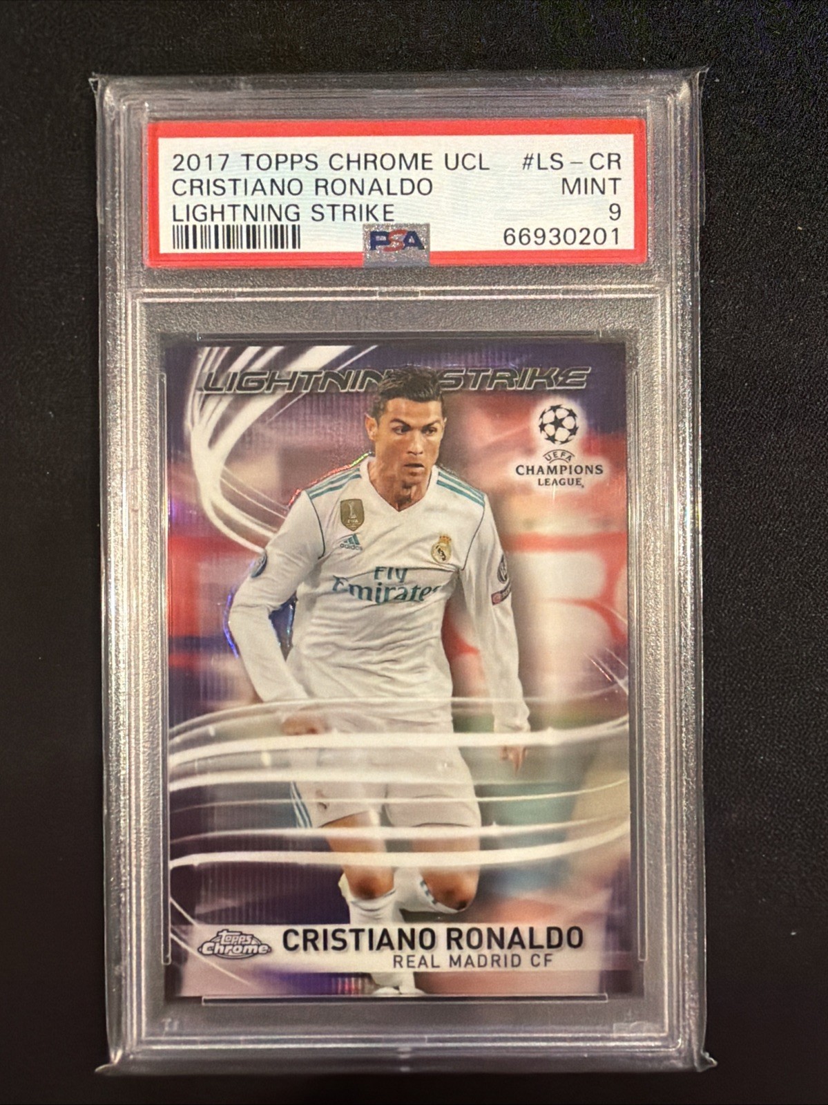 2017-18 Topps Chrome UCL Lightning Strike Cristiano Ronaldo #LS-CR PSA 9