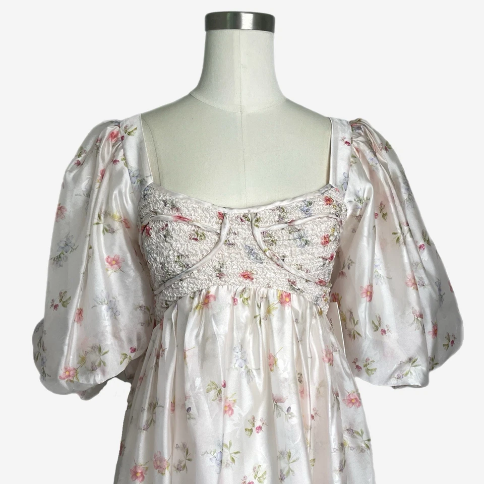 Maxi Vestido Worth Collective Nuevo con Etiquetas Harlow en Rosa Pequeño Floral Amigable con los Golpes Talla M Foto 2 de 4