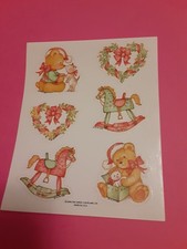 vintage Carlton Cards xmas teddies sticker sheet damaged 
