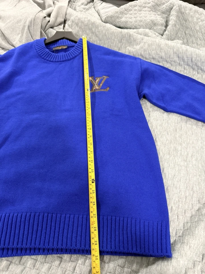 Suéter tejido cuello redondo logotipo bloque de color verde amarillo rojo Louis Vuitton para hombre talla XL Foto 3 de 4