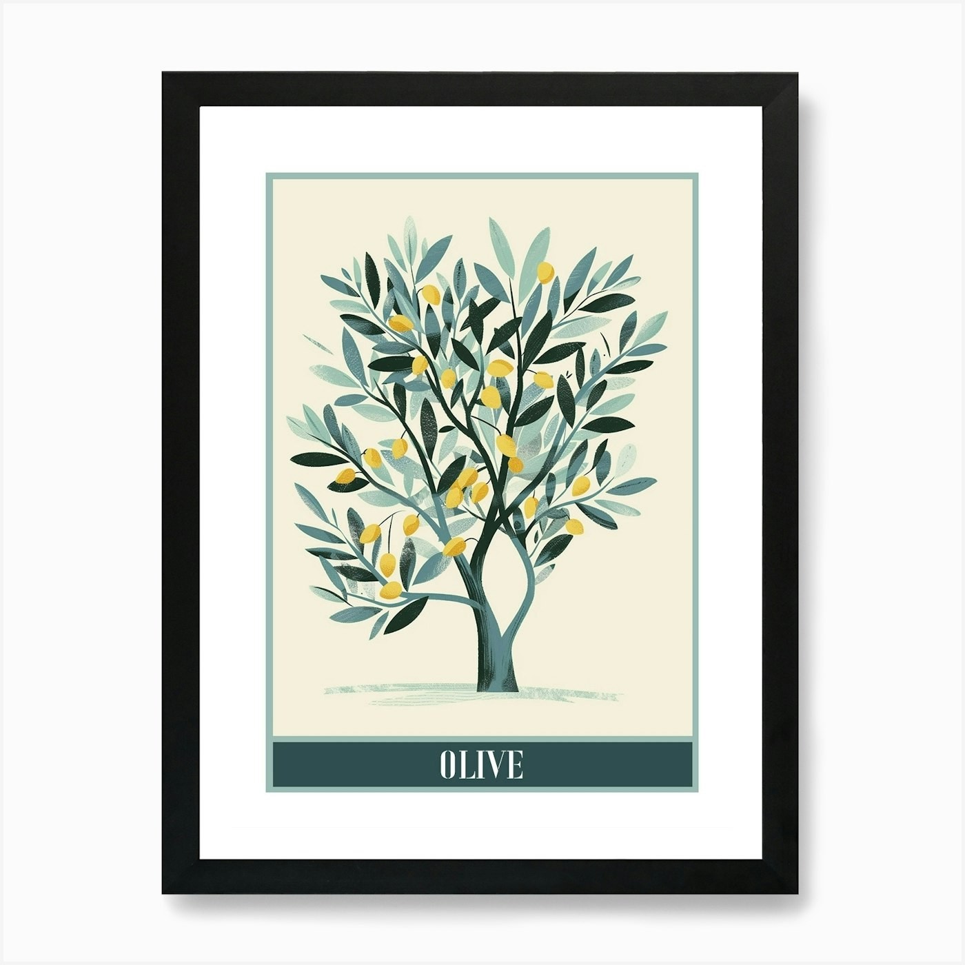Olive Tree Flat Illustration 6 Post Framed Wall Art Poster Canvas Print Picture