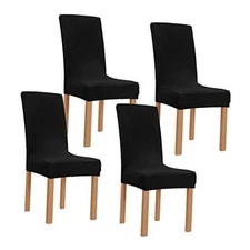  Stretch Spandex Dining Room Chair Covers ?Set of 4 Universal Removable 1 Black