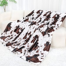Twin Size Cow Print Throw Blanket Soft Fleece Lightweight Blanket for Bed,60x80"