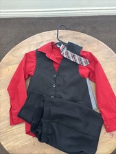 Izod Boys 4-Piece Vest Set Dress Shirt, Clip Tie, Pants, Vest Sizes 4,
