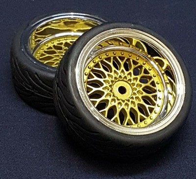 RÄDER 1:10 TW 26MM ''CLASSIC BBS STYLE''  CHROM / GOLD 9MM OFFSET 2 STÜCK # 20191