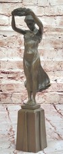 Bronze Sculpture Roman Lady Holding out Crown Wreath Laurels Ancient Rome Decor