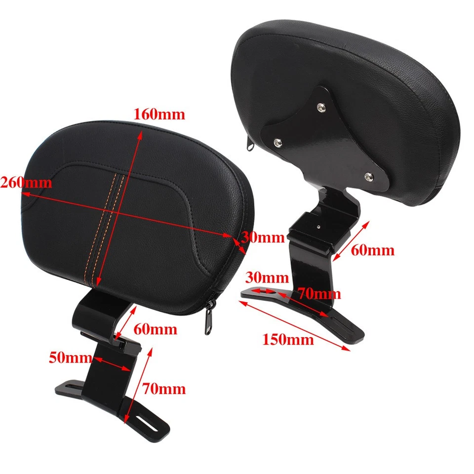 Front Driver Rider Backrest Pad For Harley Touring Street Road Glide 2009-2022 - Image 3 of 4