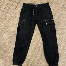 Aape By *A BATHING APE Black Logo Print Cargo Joggers Men’s Sz Small 29-30 Waist