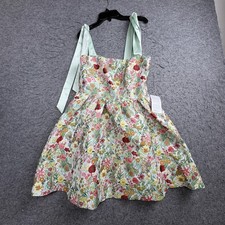 Lucy Paris Dress Womens Small Multicolor Floral Jacquard Tie Strap Mini Sundress