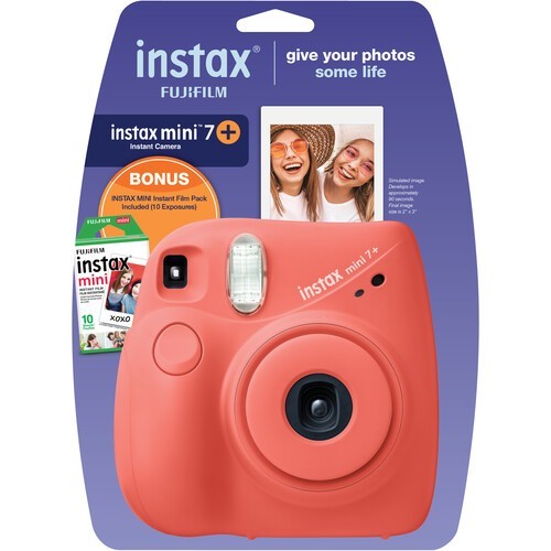 Fujifilm Instax Mini 7+ Instant Camera in Coral - Fun & Compact-image