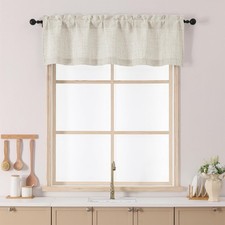 Natural Valance for Windows - Light Filtering Faux Linen Textured Small Kitch...