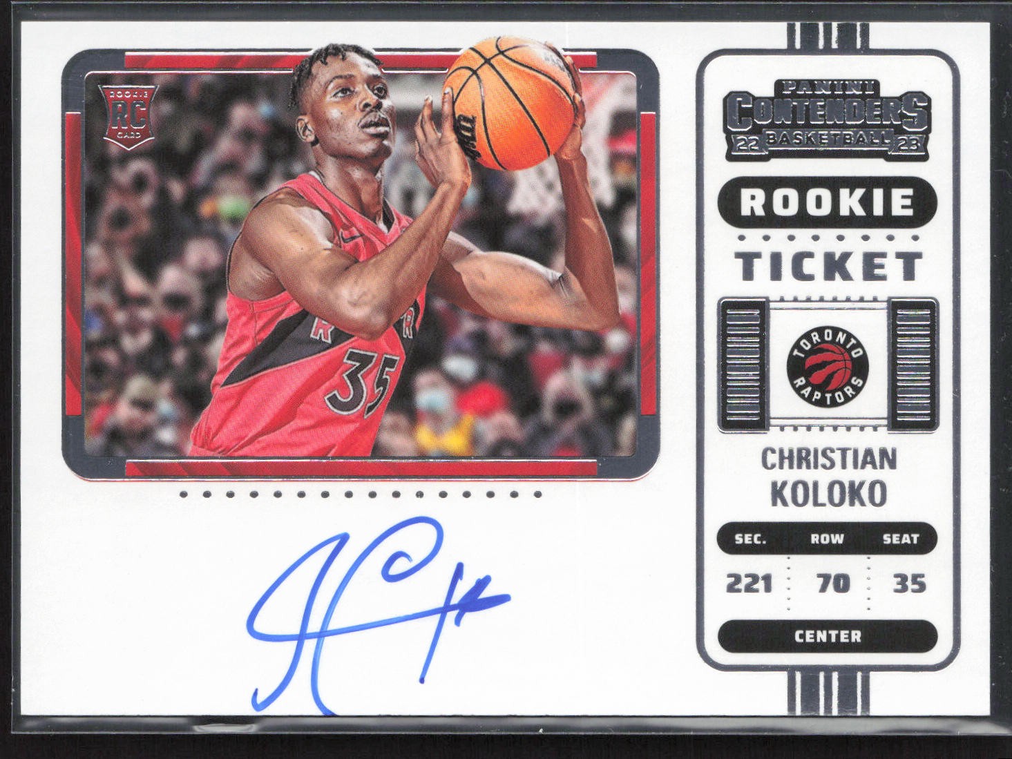 2022-23 Panini Contenders #139 Christian Koloko Rookie Ticket Auto RC
