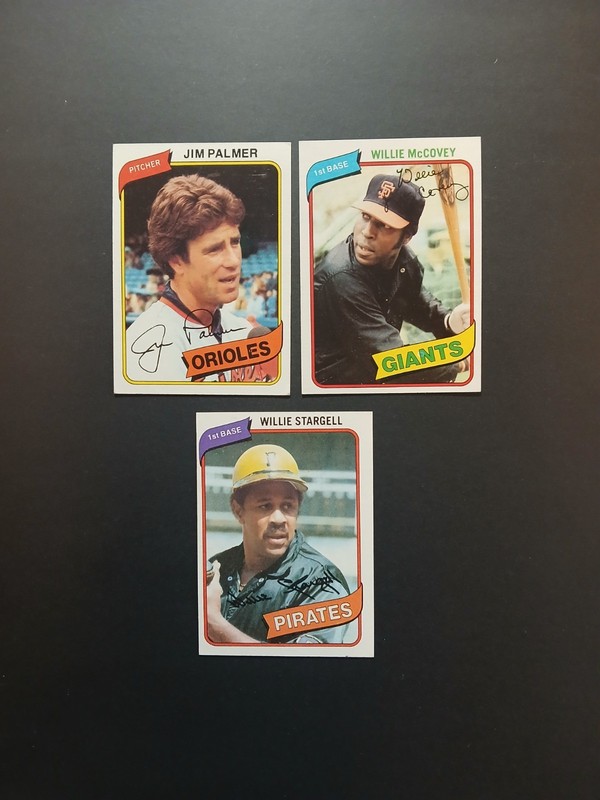 Lot of (3) - 1980 Topps - Jim Palmer, Willie McCovey, Willie Stargell - HOF Lot!