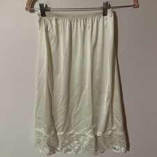 Vintage Half Slip Off White Sz Medium 25" Length Nylon  Lace Floral Bow Ecru