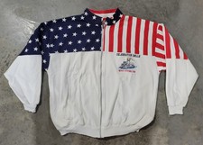 Vtg ESY Sport Wear American Flag Full Zip Up Sweatshirt Celebration Belle XL