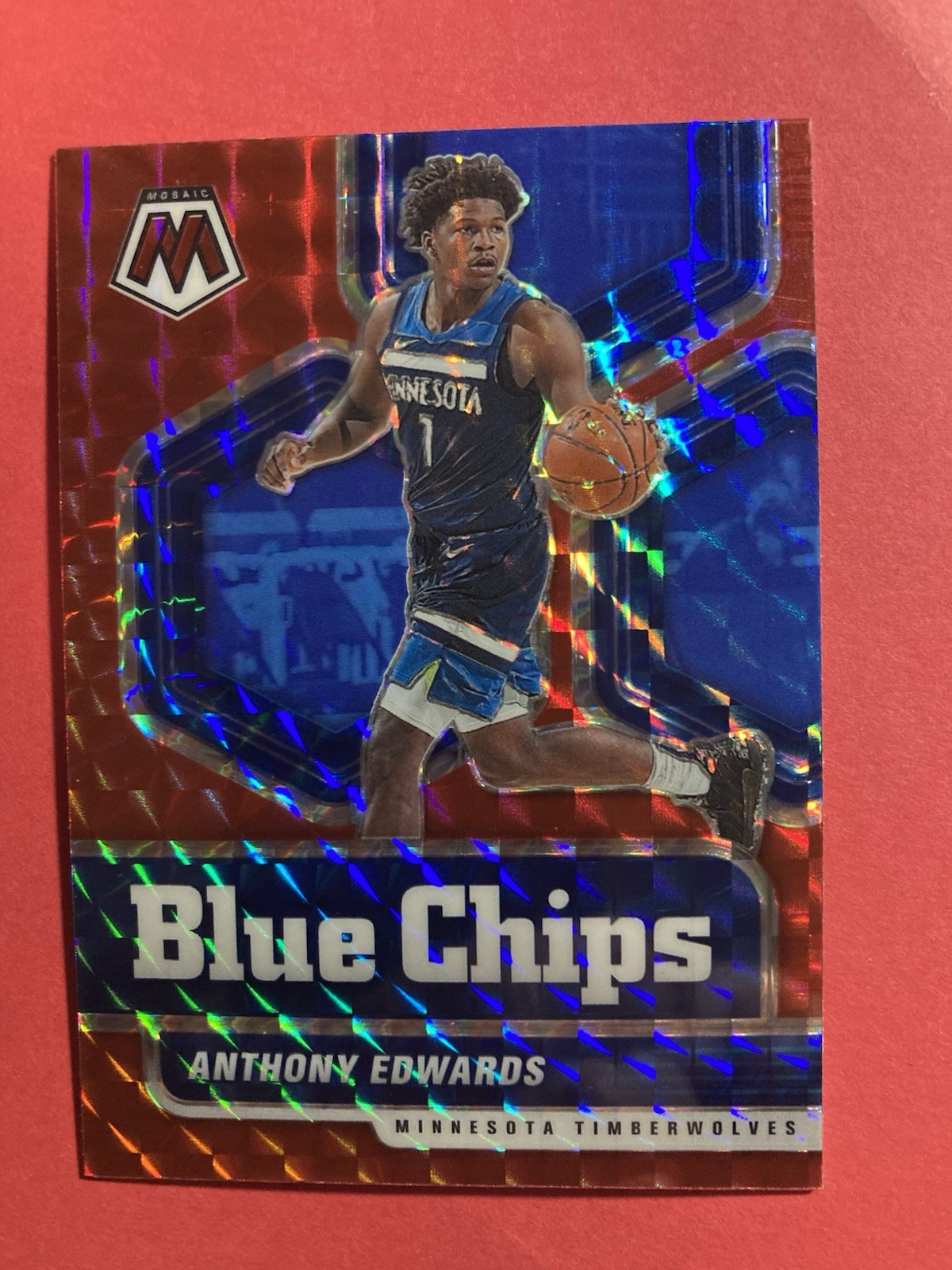 2020-21 Panini Mosaic Anthony Edwards BLUE CHIPS RC #14 RED