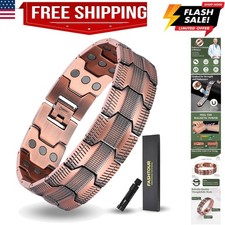 3X Copper Bracelet for Men Triple Ultra Strength Magnets, Masculine Design Pu...