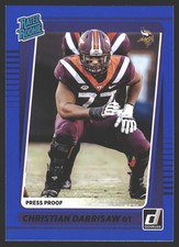 Christian Darrisaw #340 2021 Donruss Press Proof Blue Minnesota VikingsRC Rookie