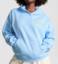 Victoria's Secret Small Pink Ivy Fleece Campus Relaxed Pullover Hoodie NWT Blue