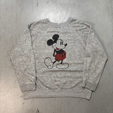 Vintage 80s Walt Disney Casual Mickey Mouse Grey Pullover Character Sweatshirt