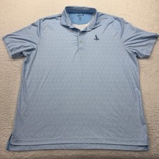 Johnnie O Performance Mens XL Sky Blue All Over Pattern Golf Polo Sun Protection