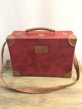 Vintage Handmade Leather Briefcase Satchel Box Bag Red Rare