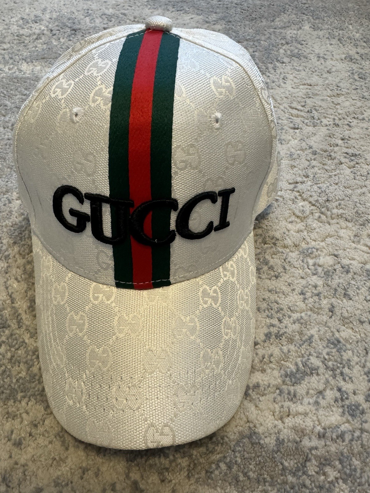 WHITE BASEBALL HAT CAP DESIGNER ADJUSTABLE LOGO R… - image 1