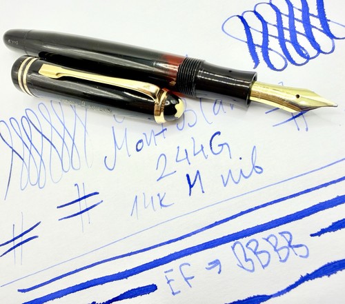 1950s MINT MONTBLANC 244G Celluloid Fountain Pen-14k M Flexy-Restored-144 146