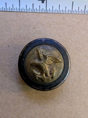 Title: Vintage Eagle Anchor Nautical Blazer Button Brass Black Plastic Rim