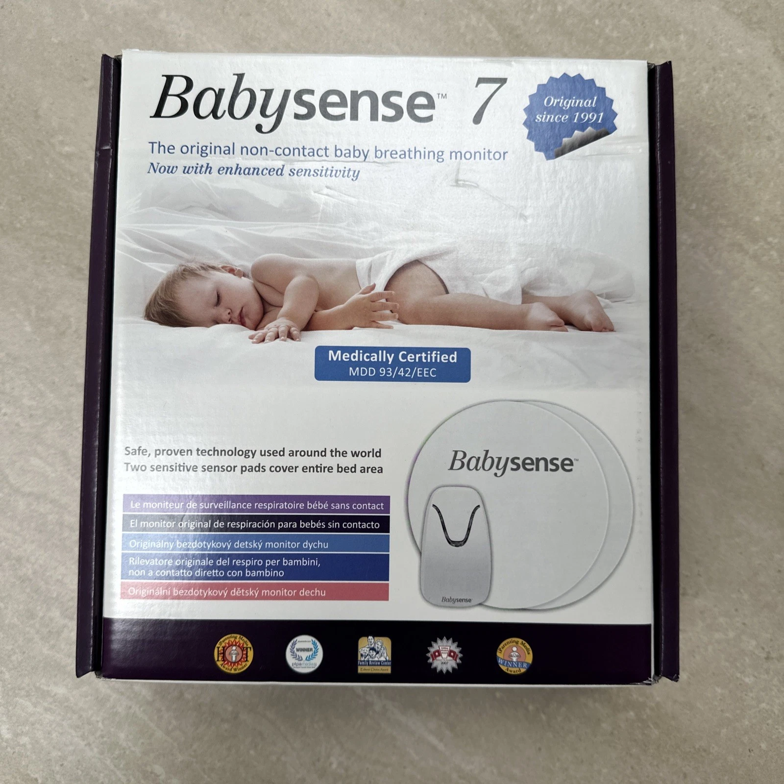 BabySense 7 Baby Monitor BREATHING MOVEMENT Motion Sensor Pads SOUND ALARM NEW.