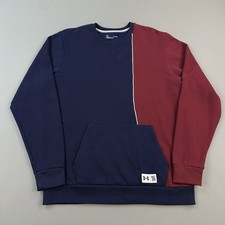 Under Armour Sweatshirt Mens XL Blue Red Colorblock UA Playback Fleece Pullover