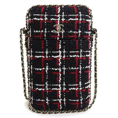Chanel Coco Mark Phone Holder Smartphone Case Pouch Chain A94471 Navy #BCB909