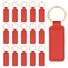 16pcs Leather Keychain,72mm Sublimation Keychain Blanks,Rectangular,Red
