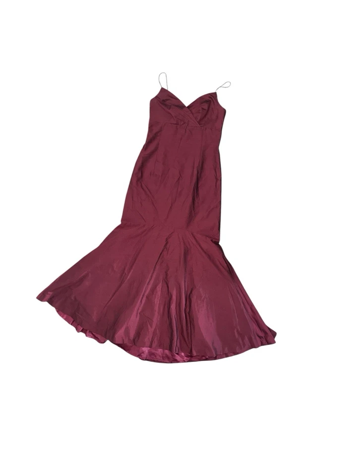 Vestido Formal Jenny Yoo Borgoña Talla 12 100% Seda Sirena Formal Foto 3 de 4