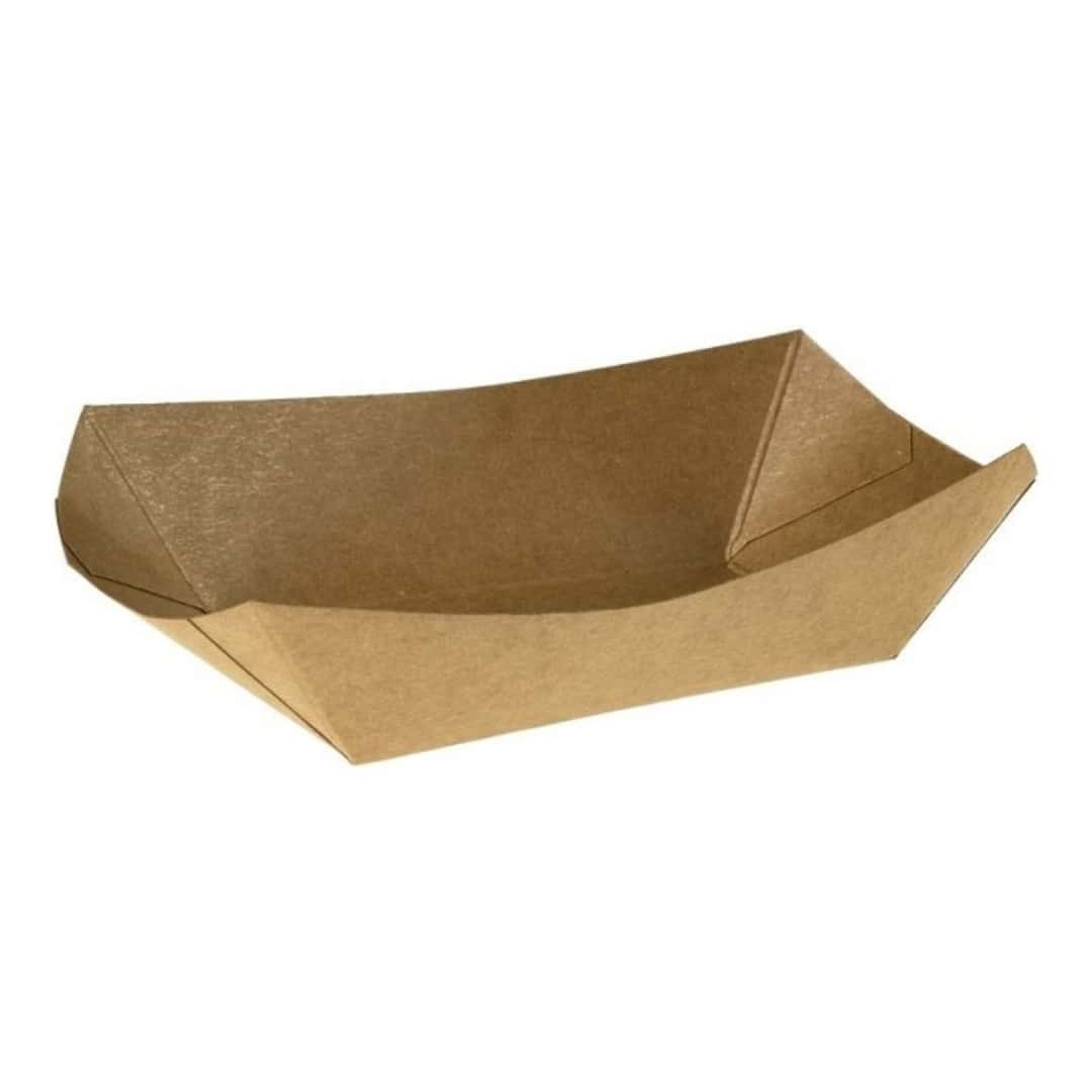Take Away Kraft Paper Frying Trays Sand 11x7.5x3 Cm 125 Pcs Leone - To Go